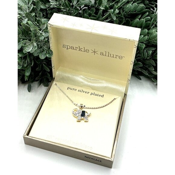Sparkle Allure Pure Silver Plated Elephant Pendant Crystal Necklace 18" - Picture 4 of 6